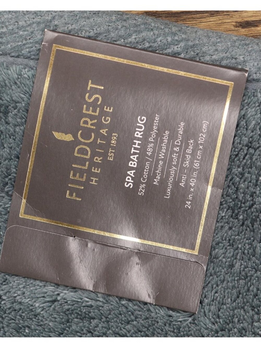 NWT Fieldcrest Spa Bath Rug Plush Mat Rectangle Mineral Blue 24x40 - Picture 3 of 4